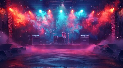 Fototapeta premium Free stage with lights, lighting devices.