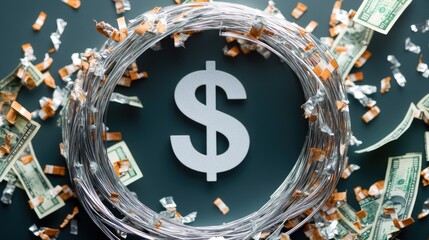 Anti corruption awareness poster with chaotic money symbols for advocacy and social campaigns