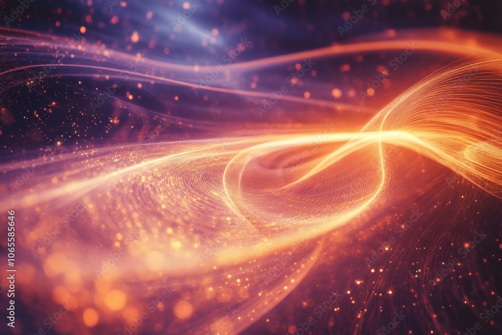 Poster An abstract image showcasing energetic swirls of vibrant light, creating an impression of constant motion and dynamism in a spectacular display of colors.