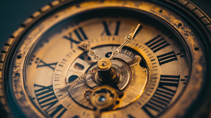 Obraz premium Intricate details of a mechanical clockwork mechanism captured in close-up view showcasing craftsmanship and precision engineering