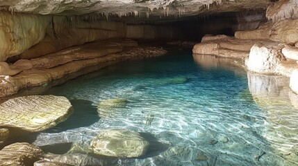 They explored a grotto, marveling at the stalactites and cool