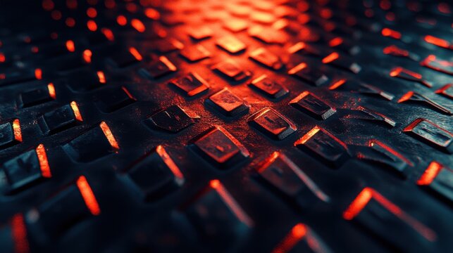 High angle of diamond plate texture featuring a shiny surface with a raised pattern