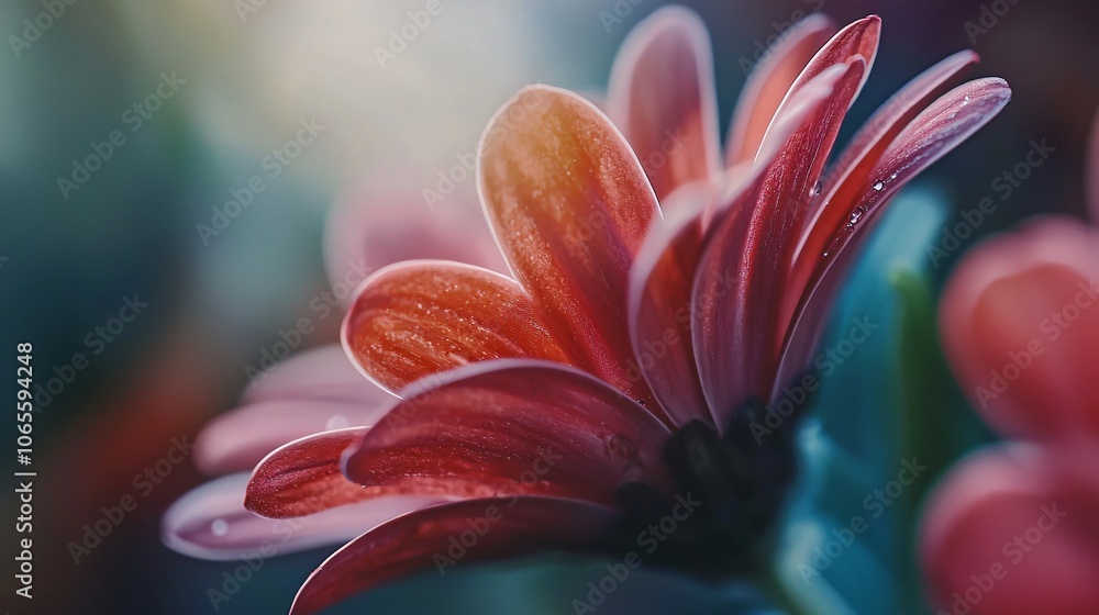 Poster capture the beauty of nature with a stunning macro shot of delicate daisy petals illuminated by soft