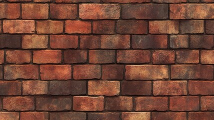 Obraz premium A seamless brick wall texture pattern with realistic red and brown bricks, giving an urban and industrial feel ideal for architecture, interior design, or gritty background applications
