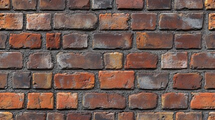 Obraz premium A seamless brick wall texture pattern with realistic red and brown bricks, giving an urban and industrial feel ideal for architecture, interior design, or gritty background applications