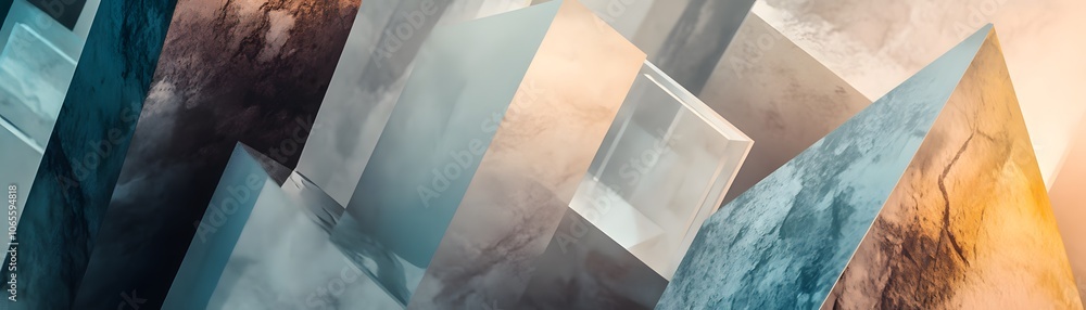 Aufkleber abstract composition of geometric shapes with textured surfaces