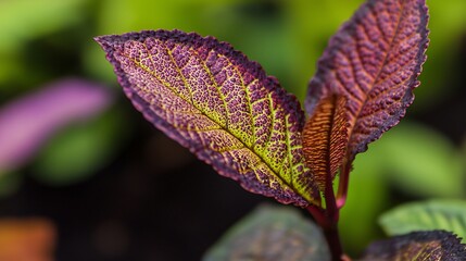 Obraz premium Explore the intricate beauty of a tropical leaf captured in stunning macro detail at a botanical garden