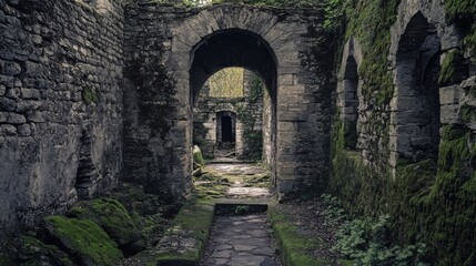 Obraz premium They wandered through ruins older than any building back home