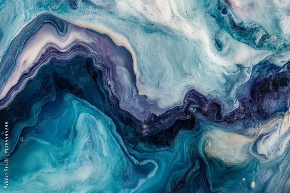 Poster a captivating abstract pattern displaying swirling blue and purple marble textures, evoking a sense 