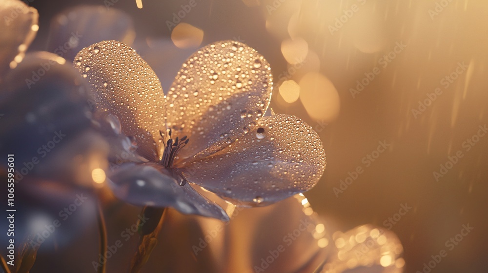 Poster explore the beauty of nature a softly focused macro shot capturing dew on delicate flower petals ill