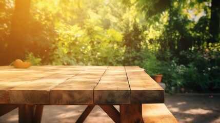 Fototapeta premium Summer Garden Table in Sunny Setting