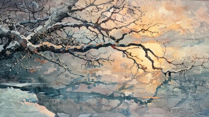 Fototapeta premium Winter Branches Over Water