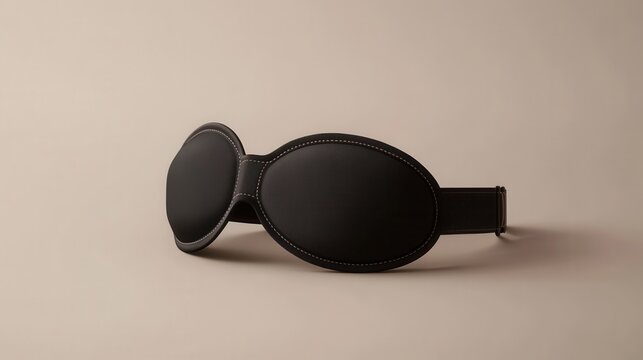 The minimalist sleep mask displays its adjustable strap and detailed stitching on a plain backdrop