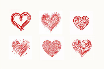 Set of Valentine's Day hand-drawn hearts