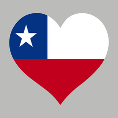 Chilean flag in heart shape, vector illustration on isolated background.