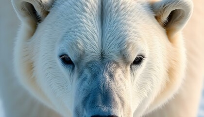 Fototapeta premium Majestic polar bear with thick white fur and soulful eyes showcasing its powerful presence