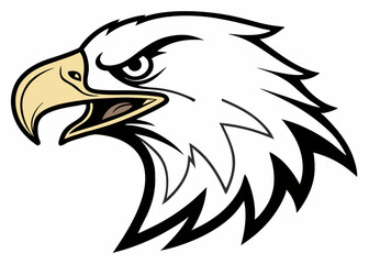 Fototapeta premium Fierce Bald Eagle Head Vector Illustration Majestic Bird Mascot Design. An Eagle head mascot logo vector illustration