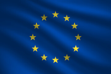 Flag of European Union silk background. Wavy textile vector icon. Best for mobile apps, UI and web design.