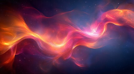 Obraz premium Abstract swirling light streaks in red, orange, and yellow against a dark blue background with sparkling dust.