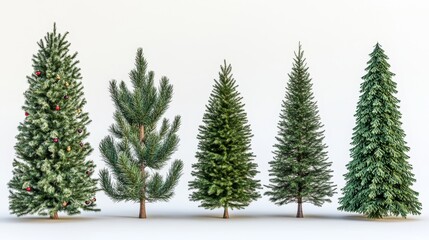 Obraz premium Four trees of different sizes and shapes are shown in a row