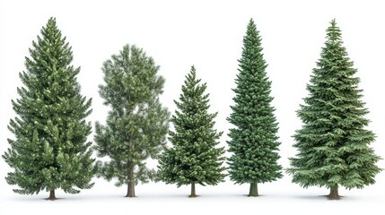 Obraz premium Four trees of different sizes and shapes are shown in a row