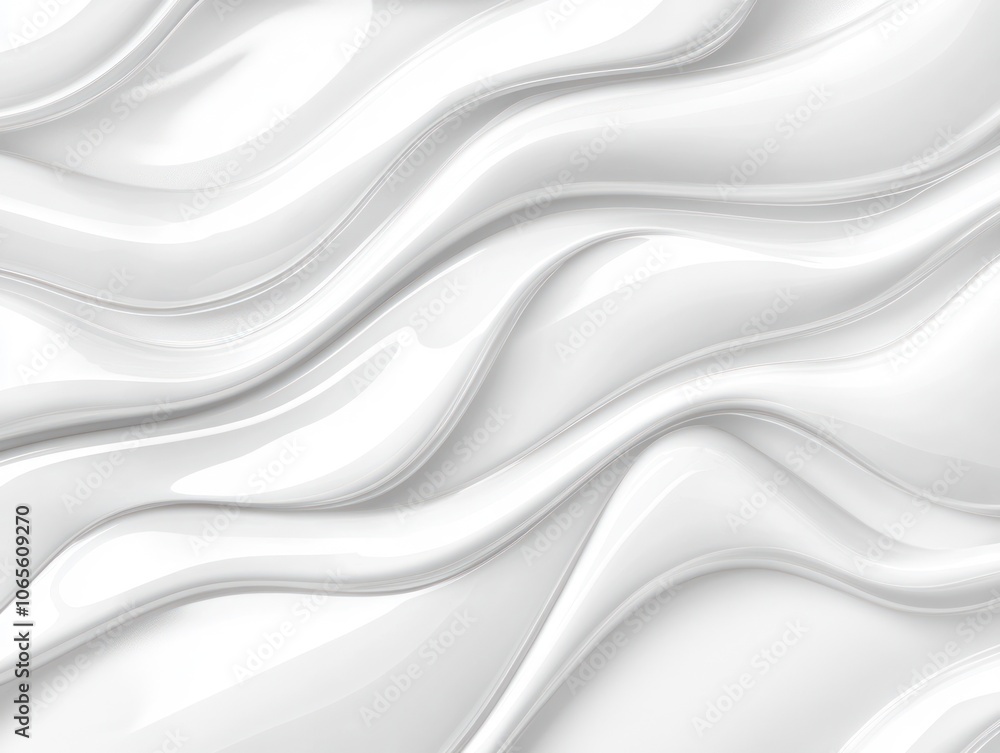 Poster abstract white waves creating a smooth, glossy surface texture.