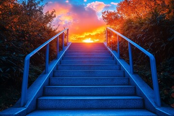 Fototapeta premium Stairway to the Sunset Sky: A Path Upward