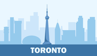 Fototapeta premium Skyline toronto poster. Silhouette of buildings and landmarks. America and canada city. Travel and tourism. Holiday and vacation. Poster or banner. Flat vector illustration