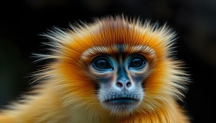 Obraz premium Portrait of a golden langur emphasizing its striking fur and gentle demeanor