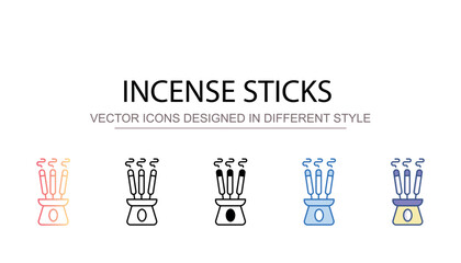Incense Sticks icon design with white background stock illustration