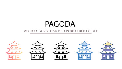 Pagoda icon design with white background stock illustration