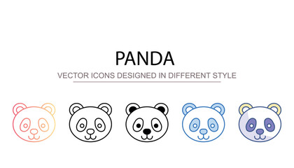 Panda icon design with white background stock illustration