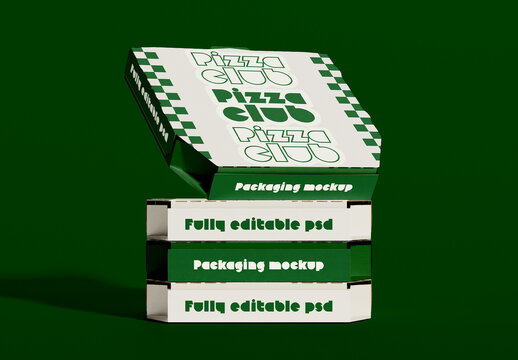 Stacked Delivery Pizza Boxes Mockup