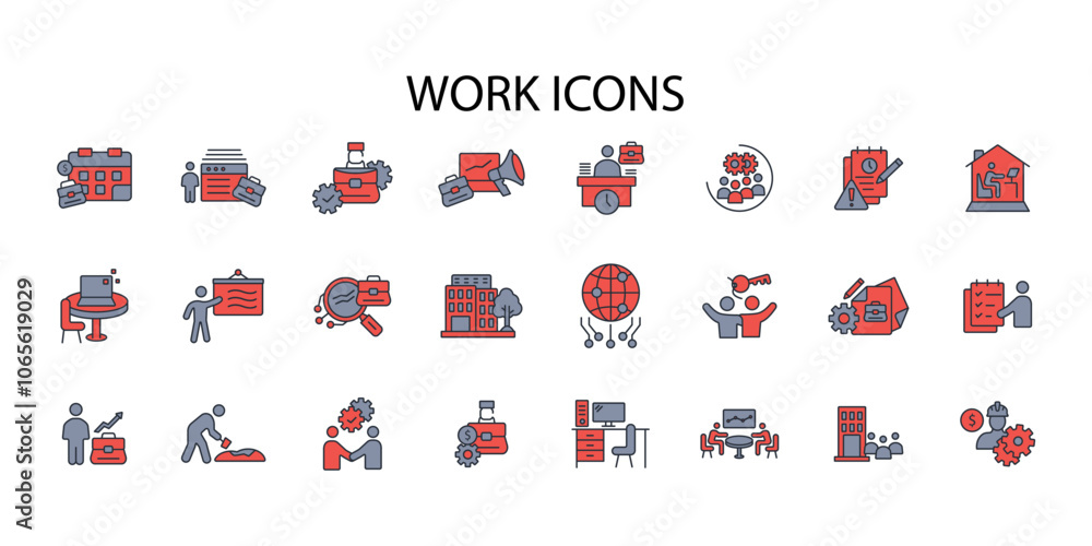 Poster work icon set.vector.editable stroke.linear style sign for use web design,logo.symbol illustration.