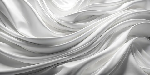 Obraz premium Abstract White Fabric Draped in Soft Waves - 3D Rendered Texture