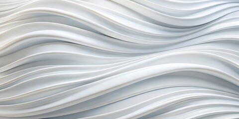Obraz premium Abstract White Waves 3D Rendered Curved Lines in Monochromatic Design