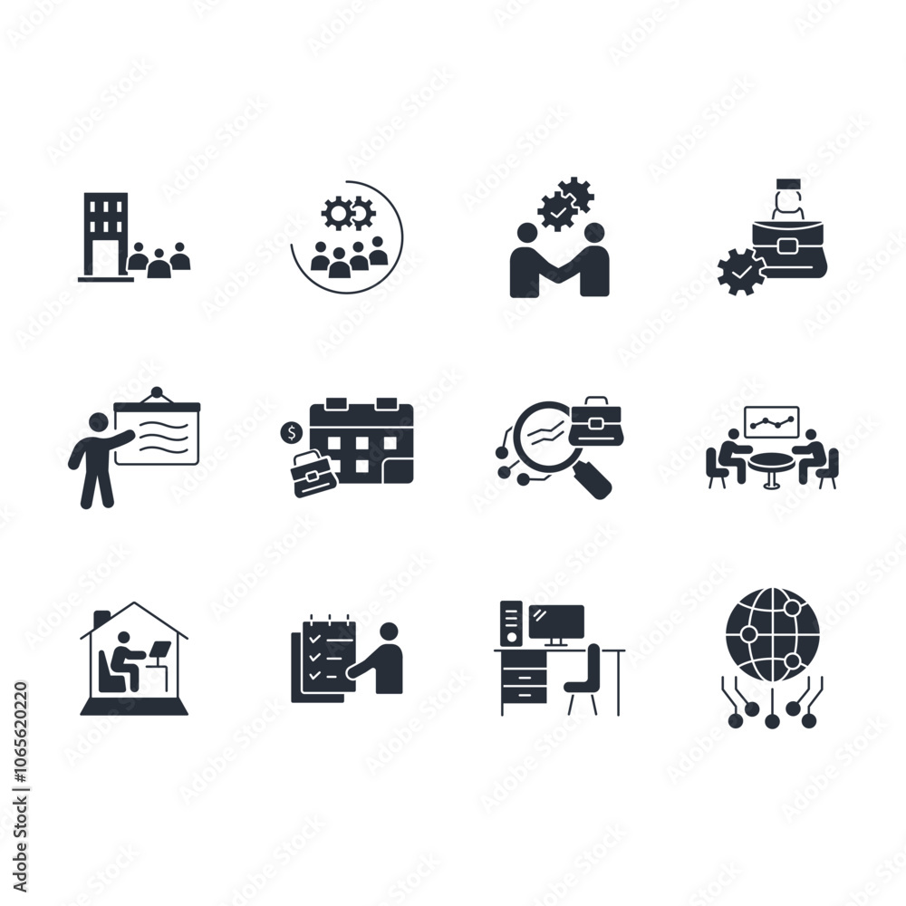 Poster work icon set.vector.editable stroke.linear style sign for use web design,logo.symbol illustration.