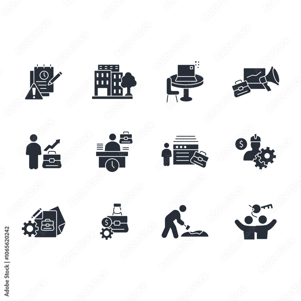 Poster work icon set.vector.editable stroke.linear style sign for use web design,logo.symbol illustration.