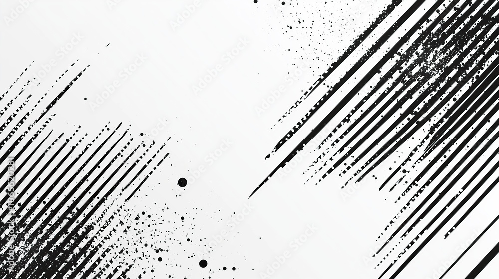 Aufkleber Abstract black white background with dynamic streaks splatters texture effect