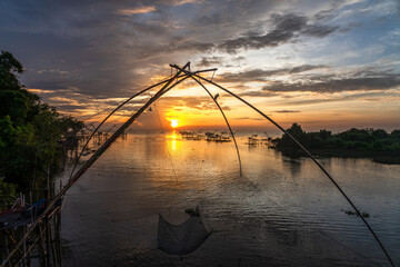 Rural fishing in Thailand in the morning