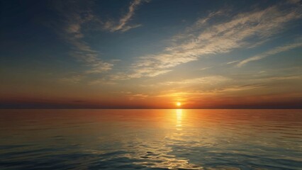 Obraz premium Serene Ocean Sunset with Calm Waters and Soft Clouds