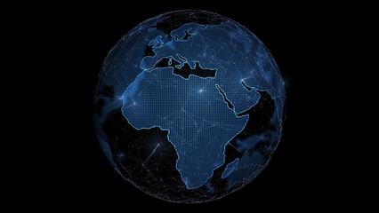 Fototapeta premium Digital earth globe network on black illustration background. 