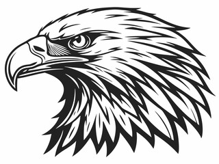Bold Bald Eagle Head Vector Illustration Powerful Bird of Prey Logo Design, Fierce Black and White Eagle Head Logo, eagle head silhouette vector illustration