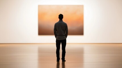 Person Admiring Art in a Vibrant Gallery Space