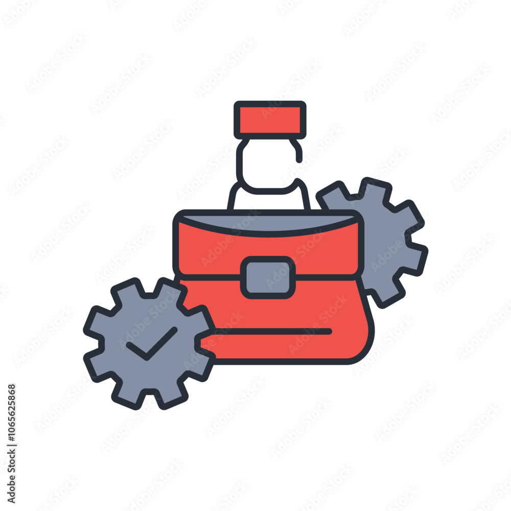 Poster briefcase icon. vector.editable stroke.linear style sign for use web design,logo.symbol illustration