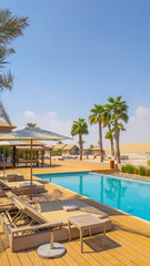 Fototapeta premium Desert resort with pool in Qatar.