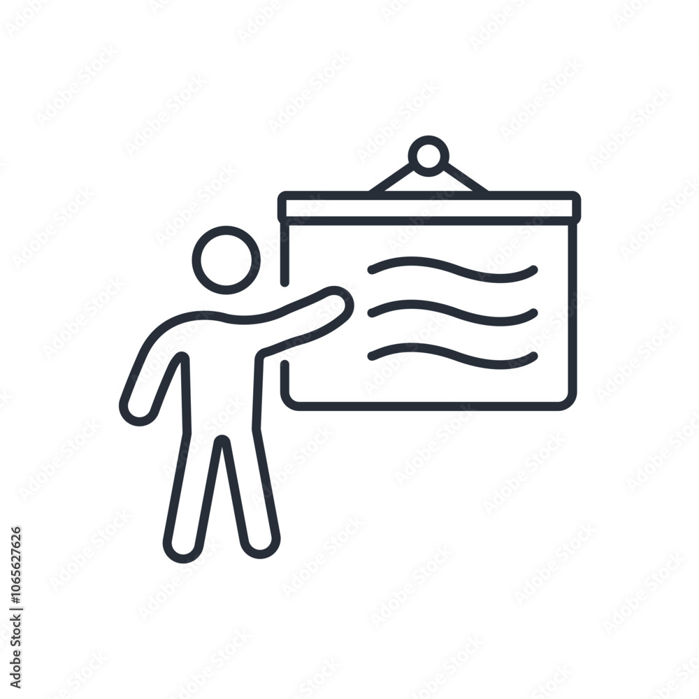 Poster presentation icon. vector.editable stroke.linear style sign for use web design,logo.symbol illustrat