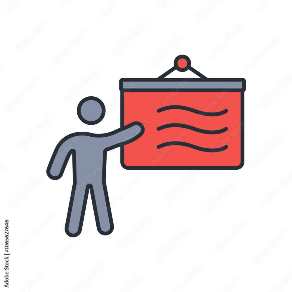 Poster presentation icon. vector.editable stroke.linear style sign for use web design,logo.symbol illustrat