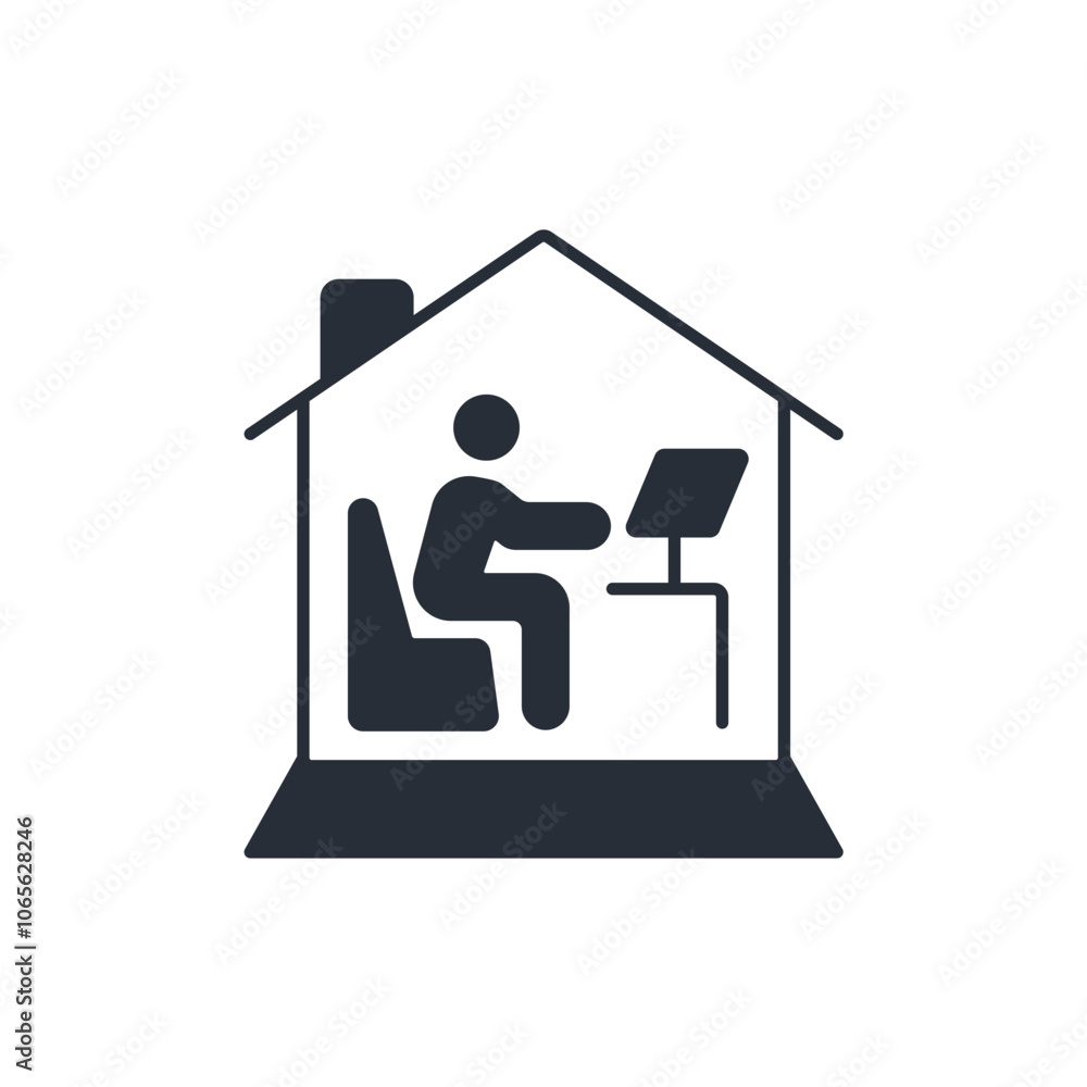 Poster remote work icon. vector.editable stroke.linear style sign for use web design,logo.symbol illustrati