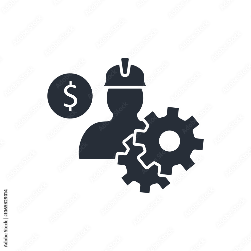 Poster worker icon. vector.editable stroke.linear style sign for use web design,logo.symbol illustration.